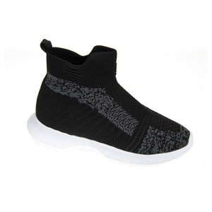 Venettini Jupiter Black Knit Grey Side Sneaker Sock Shoes