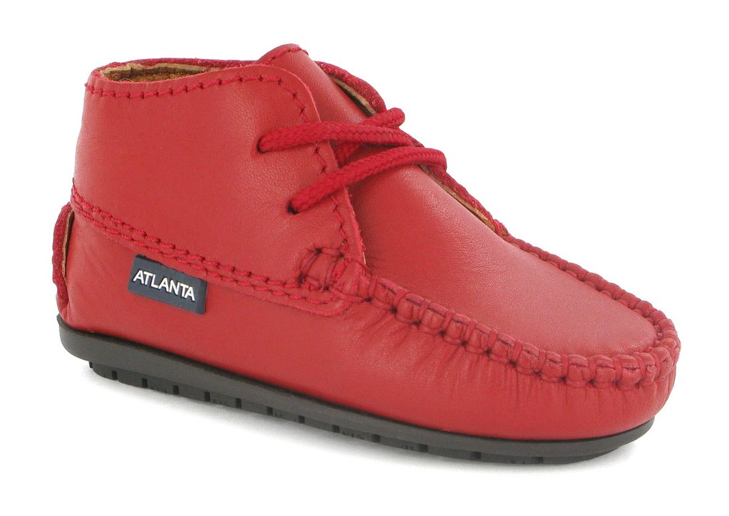 Atlanta Moccasin Baby Red Smooth Leather Bootie