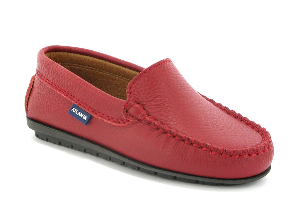 Atlanta Mocassin Red Grainy Leather Loafer TSW Shoes