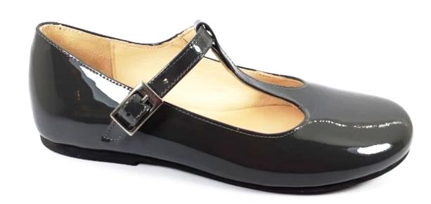 Manuela De Juan Gray Patent T-Strap