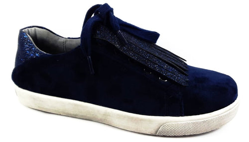 Girls Oca Loca Navy Suede Glitter Tassles Sneakers