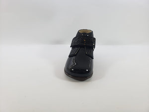 Beberlis Black Patent Baby Velcro Design Booties