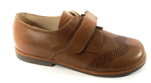 Beberlis Tan Luggage Leather Velcro Oxford Shoe