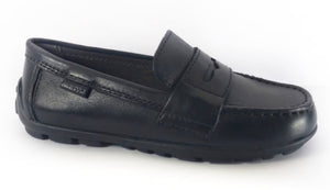 Geox Fast Black Leather Moccasin Loafer