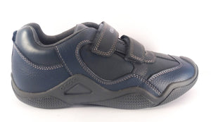 Geox J Wader Navy Grey Velcro Leather Sneakers