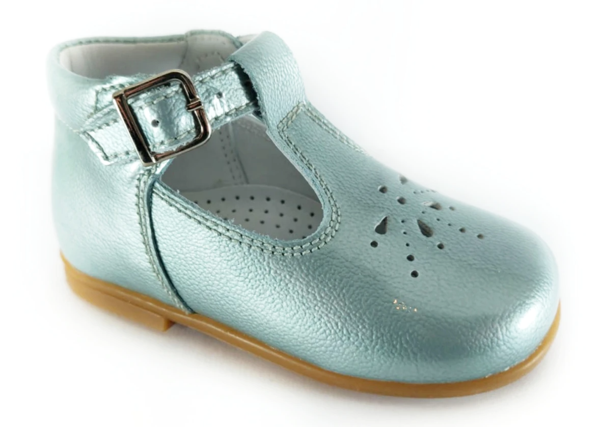 Beberlis Baby Patent Fanny Pale Blue T-Strap shoes – TSW Shoes