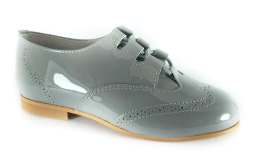 Shawn & Jeffery Light Grey Designed Patent Dress Shoe