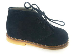 Shawn & Jeffery Black Lace up Suede Leather Booties