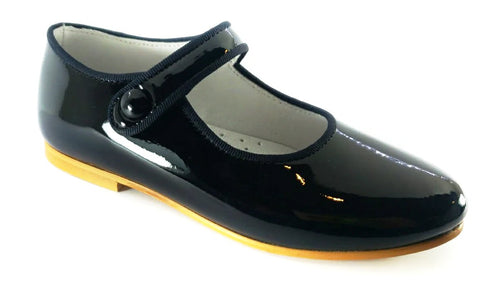 Shawn & Jeffery Black Patent Leather Girls Button Mary Jane