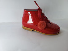 Shawn & Jeffery Red Patent Pom Pom Baby Booties