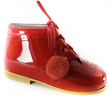 Shawn & Jeffery Red Patent Pom Pom Baby Booties