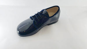 Beberlis Navy Patent with Navy Velvet trimming Dress Shoe