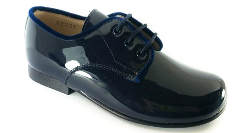 Beberlis Navy Patent with Navy Velvet trimming Dress Shoe