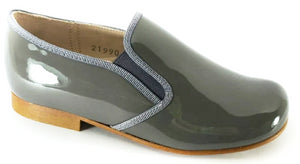 Beberlis Grey Patent Slip On Smoking Shoe Loafers