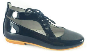 Shawn & Jeffery Ankle Tie Black Patent Girls Dressy Shoe
