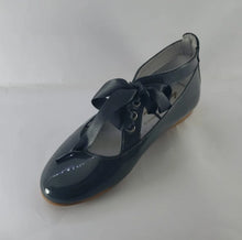 Shawn & Jeffery Ankle Tie Grey Patent Girls Dressy Shoe