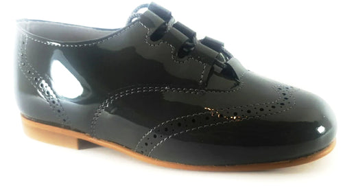 Shawn & Jeffery Dark Grey Designed Patent Dress Shoe