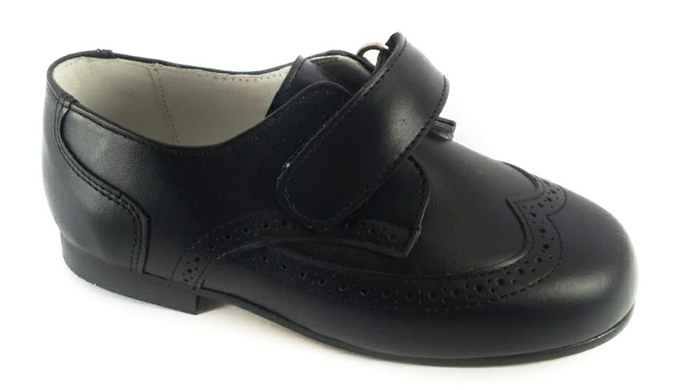 Shawn & Jeffery Black Leather Velcro Design Shoe