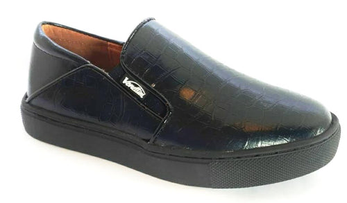 Venettini Reed Black Rock Leather Slip on Sneakers