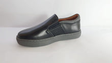 Venettini Bruce Black Leather Grey Sole Slip on Sneakers