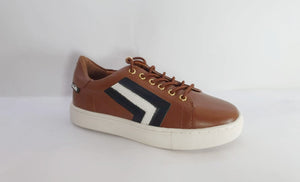 Venettini Ash Brown Laceup Leather Sneakers