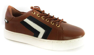Venettini Ash Brown Laceup Leather Sneakers