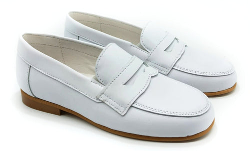 Shawn & Jeffery White Leather Classic Penny Loafer