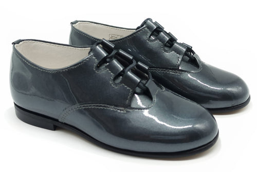 Shawn & Jeffery Pewter Patent Leather Oxford Dress Shoes
