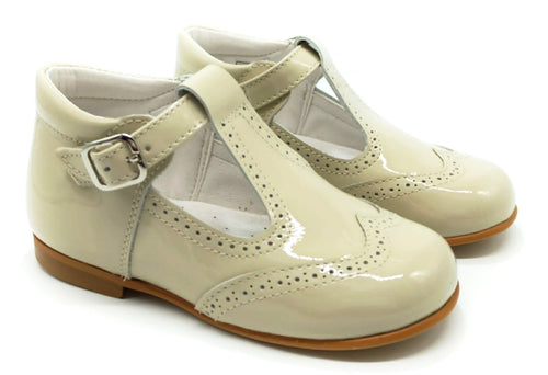 Shawn & Jeffery Baby Marfil Cream Patent Leather T-Strap