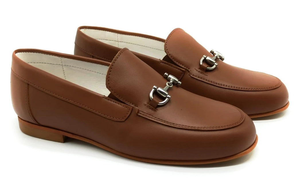 Shawn & Jeffery Roble Tan Leather Classic Loafer With Buckle