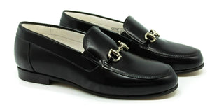 Shawn & Jeffery Black Leather Classic Loafer With Buckle