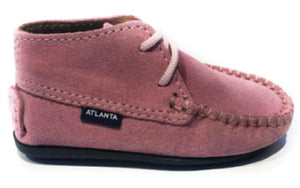 Altanta Moccasin Baby Pink Suede Leather Booties