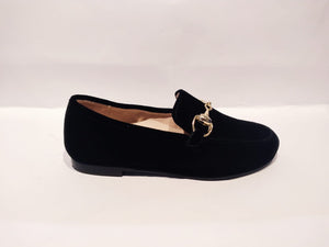 Beberlis Black Velvet Buckle Slip On Loafers