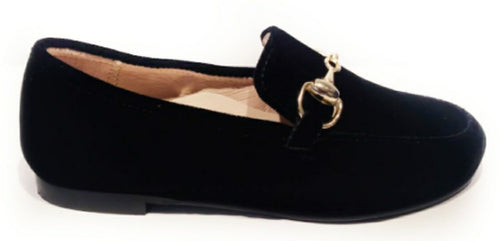 Beberlis Black Velvet Buckle Slip On Loafers