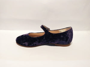 Beberlis Lustrop Velvet Purple Malva Leather Girls Button Mary Jane