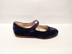 Beberlis Lustrop Velvet Purple Malva Leather Girls Button Mary Jane