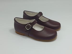 Shawn & Jeffery Girls Burgundy Leather Classic Buckle Mary Jane