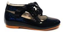 Shawn & Jeffery Ankle Tie Black Patent Girls Dressy Shoe