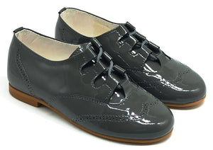 Shawn & Jeffery Dark Grey Designed Patent Dress Shoe