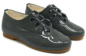 Shawn & Jeffery Dark Grey Patent Solid Dress Shoe