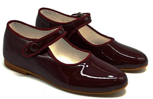 Shawn & Jeffery Burgundy Patent Leather Girls Button Mary Jane