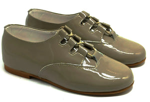 Shawn & Jeffery Dark Taupe Patent Leather Oxford Dress Shoes