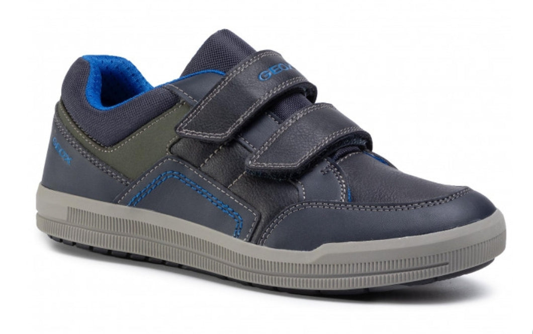 Geox Poseido Navy Grey Leather Sneaker School Shoe