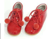 Shawn & Jeffery Red Patent Pom Pom Baby Booties