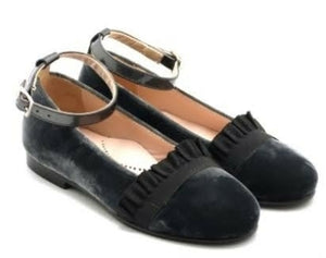 Beberlis Grey Velvet Ankle Strap Designed Shoes