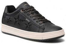 Geox Rebecca Black Star Leather Sneakers