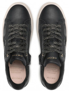 Geox Rebecca Black Star Leather Sneakers