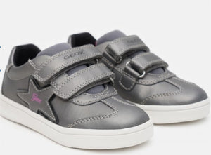 Geox DJ Rock Silver/Black Double Velcro Star Sneakers