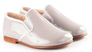 Beberlis Light Grey Patent Leather Slip On Smoking Shoe