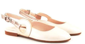 Beberlis Patent Leather Off White Design Sling Back Dressy Shoes